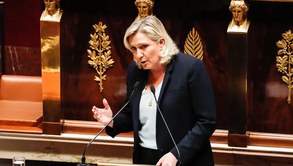 La líder de la ultraderecha francesa, Marine Le Pen, durante un debate en la Asamblea Nacional