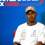 Hamilton durante su última rueda de prensa en Estados Unidos