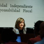 La presidenta de la Autoridad Independiente de Responsabilidad Fiscal (AIReF), Cristina Herrero, durante la presentación