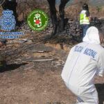 Agentes investigan sobre el terreno el origen de un incendio