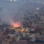 Vista aérea del incendio