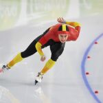Nil Llop, durante una prueba de patinaje de velocidad