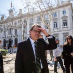 El expresidente de Convergencia, Artur Mas, a las puertas del Tribunal Supremo durante el juicio del "procés"