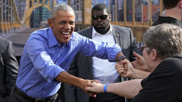 El ex presidente Barack Obama en un mitin en Pensilvania