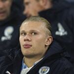 Haaland en uno de los partidos del Manchester City