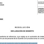 Reproducción de la resolución por la que se declara desierto el concurso para la adquisición de los chalecos