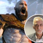 Rafael Azcárraga junto al Kratos de "God of War: Ragnarok" al que da voz