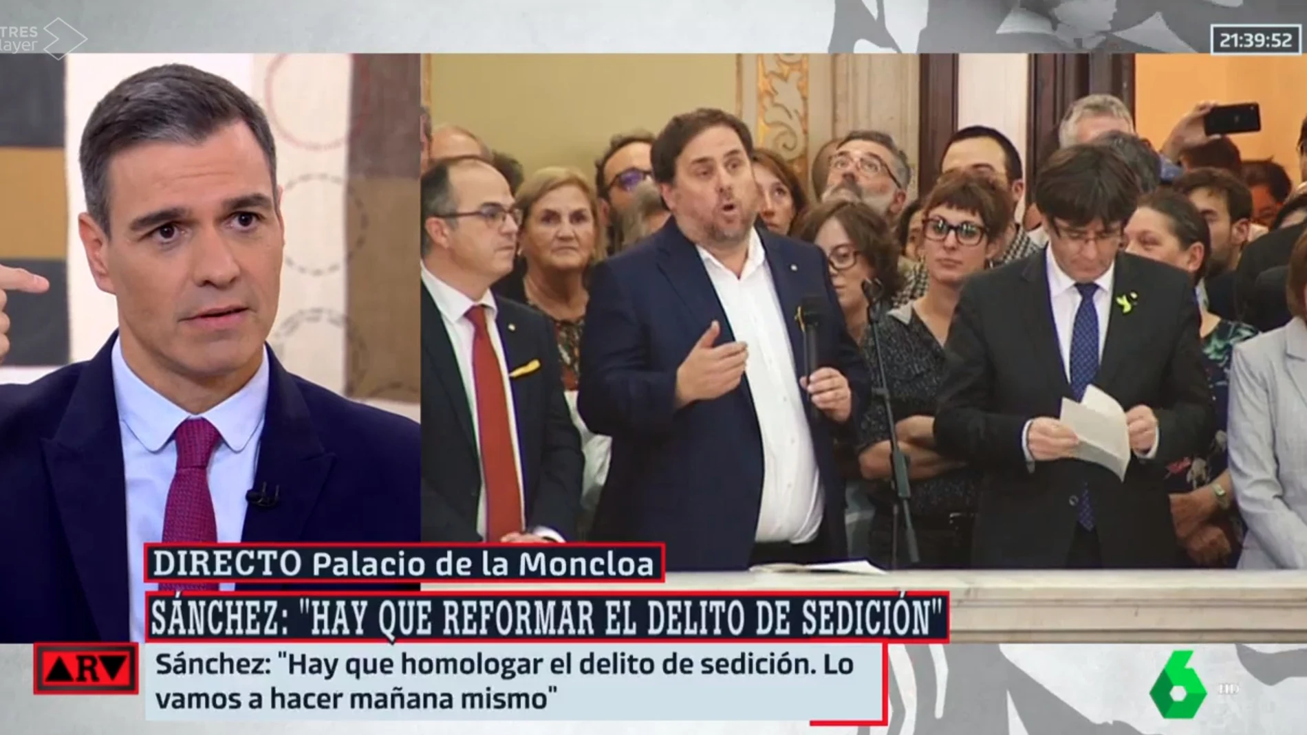 Entrevista de Pedro Sánchez en La Sexta