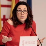 La vicepresidenta y Portavoz del Gobierno valenciano, Aitana Mas, durante la rueda de prensa posterior al Pleno del Consell