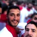Los miembros de «La Manada», en las fiestas de San Fermín del año 2016