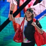 Stefanos Tsitsipas, antes de su primer partido de las ATP Finals ante Novak Djokovic