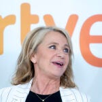 La presidenta interina del Consejo de Administración de RTVE, Elena Sánchez Caballero, durante la presentación del nuevo programa de Playz ‘Gen Erasmus