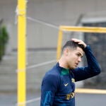 Cristiano Ronaldo durante el entrenamiento con su selección