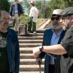Juan Cavestany en un momento del rodaje junto a Miguel Rellán y Antonio Resines