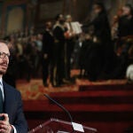 El portavoz del PP en el Senado, Javier Maroto da una rueda de prensa tras el pleno que la Cámara Alta celebra este martes. EFE/ Javier Lizón