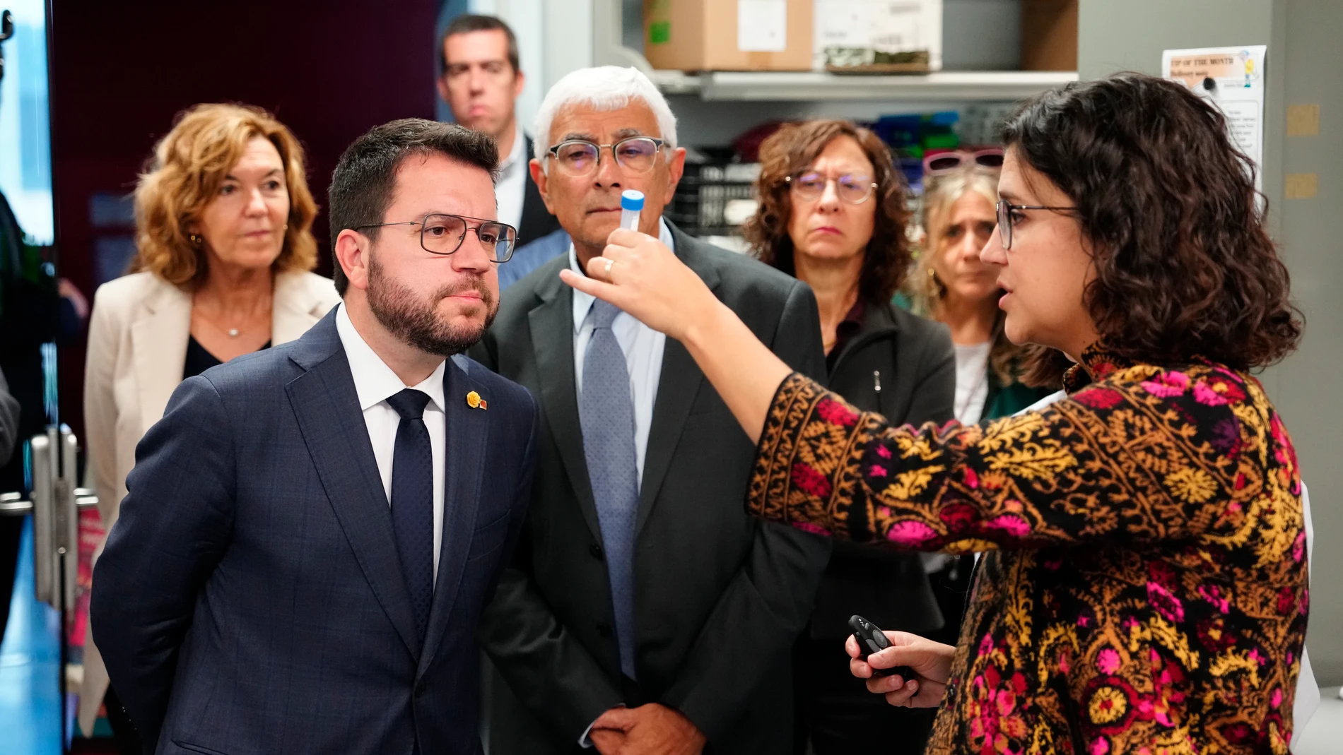 El presidente de la Generalitat, Pere Aragonès y el conseller de Salud, Manel Balcells, esta semana pasada en una visita oficial al Instituto de Bioingenieria