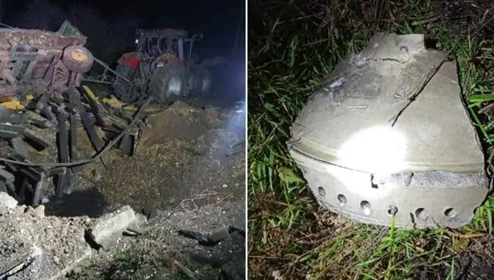 Restos de los misiles caídos en suelo polaco