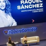 La ministra de Transportes, Movilidad y Agenda Urbana, Raquel Sánchez, interviene durante la celebración del VI acto empresarial por el Corredor Mediterráneo