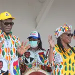 El presidente de Guinea Ecuatorial, Teodoro Obiang Nguema, durante un acto de campaña de cara a las elecciones del 20 de noviembre.