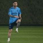 Messi, durante un entrenamiento con Argentina en Qatar
