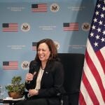 La vicepresisdenta de EE UU, Kamala Harris, este lunes en Manila
