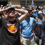 Aficionados uruguayos en el empate a cero ante Corea del Sur