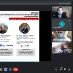 Los investigadores del grupo de investigación DEKIS de la Universidad Católica de Ávila (UCAV), Javier Jorge Vázquez, Sergio Luis Náñez Alonso, Luis Miguel Garay Gallestegui e Iván Gómez Martín, en el congreso