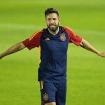 Jordi Alba, en el entrenamiento de España ante del duelo del Mundial de Qatar 2022 contra Alemania