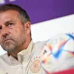 Hansi Flick, el seleccionador alemán, en la conferencia de prensa previa al partido contra España