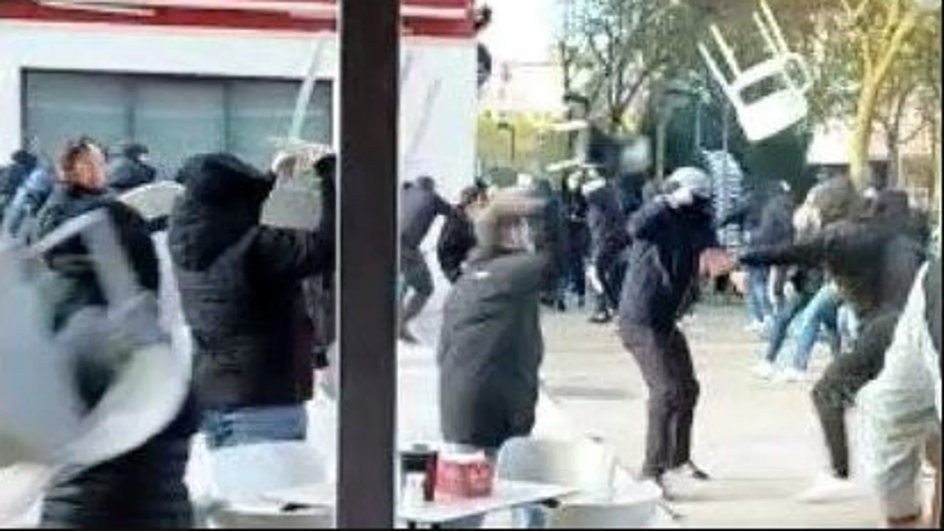 Pelea entre aficionados del Burgos y del Zaragoza