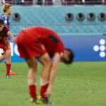 Jugadores de España, al final del partido
