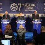 El comisario europeo de Política Exterior, Josep Borrell, y el ministro de Asuntos Exteriores, José Manuel Albares, en el foro de la UpM