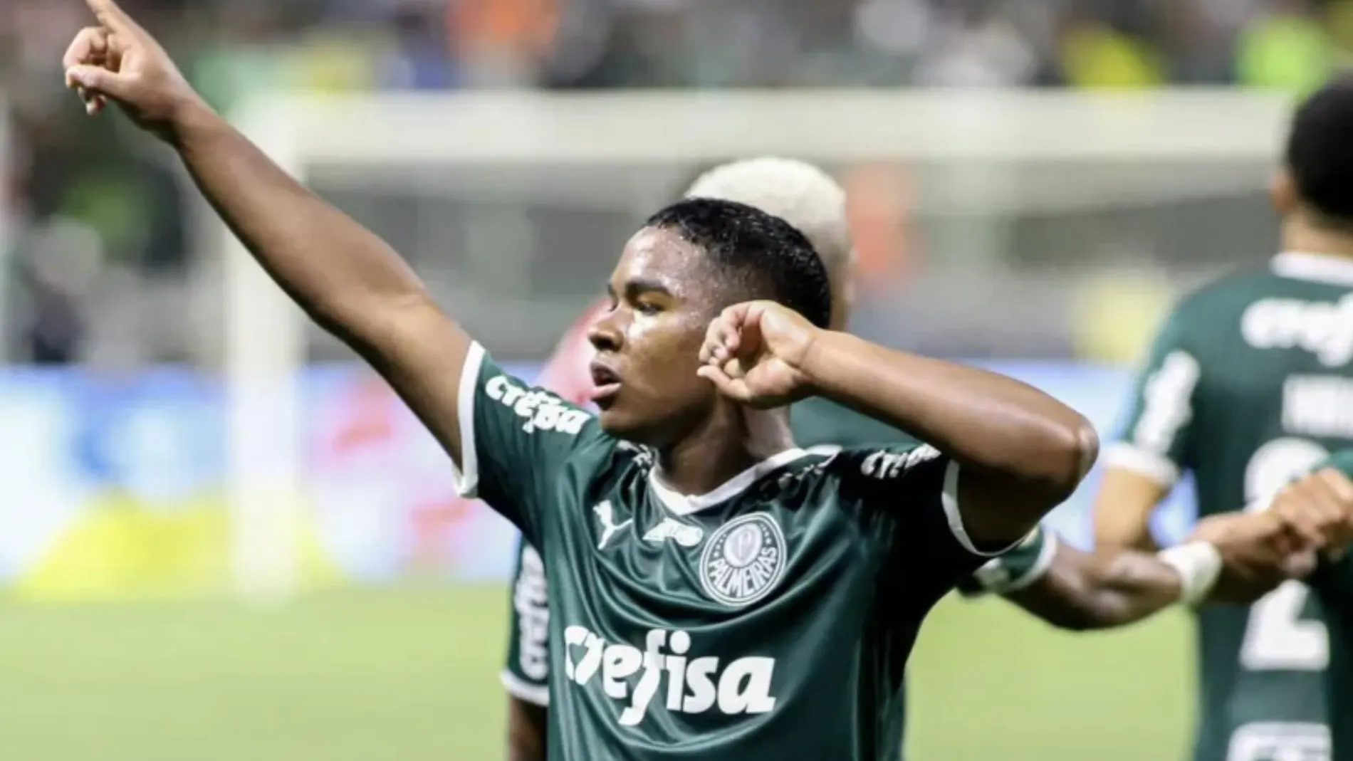 Endrick celebra un gol con el Palmeiras