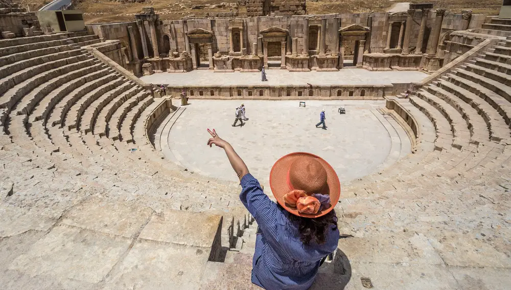 El anfiteatro de la ciudad de Jerash, conocida como "La Pompeya de oriente"