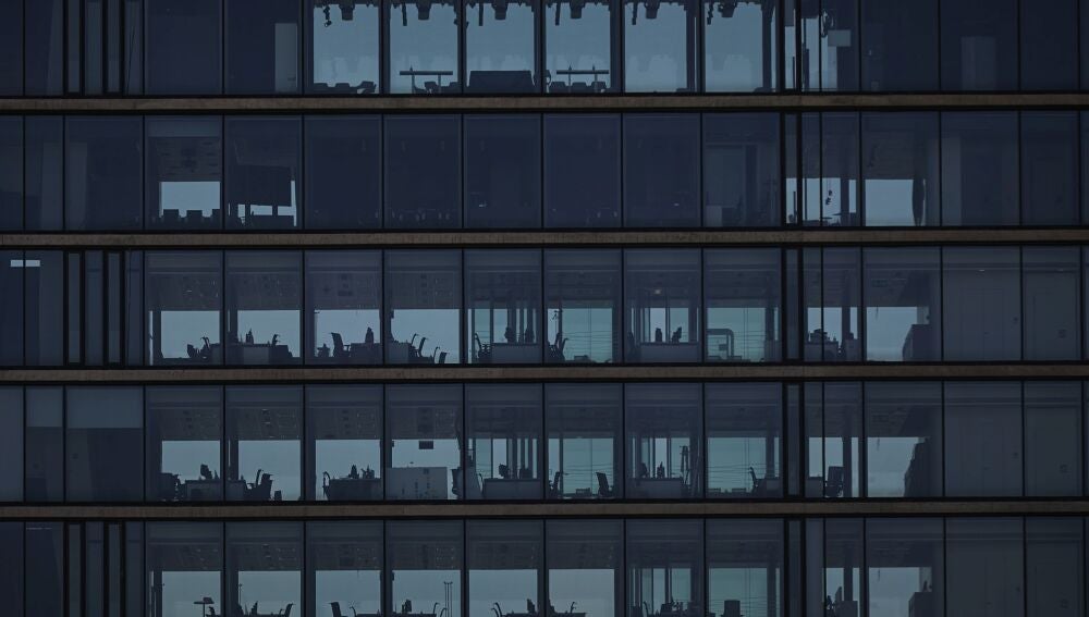 Oficinas vacías en el barrio madrileño de Las Tablas, uno de los distritos financieros de Madrid donde se concentra la principal actividad de comercio y finanzas de la metrópoli.