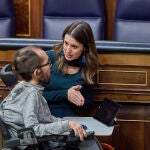 El portavoz de Unidas Podemos en el Congreso, Pablo Echenique, y la ministra de Igualdad, Irene Montero