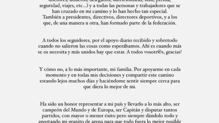 Despedida de Sergio Busquets en Instagram