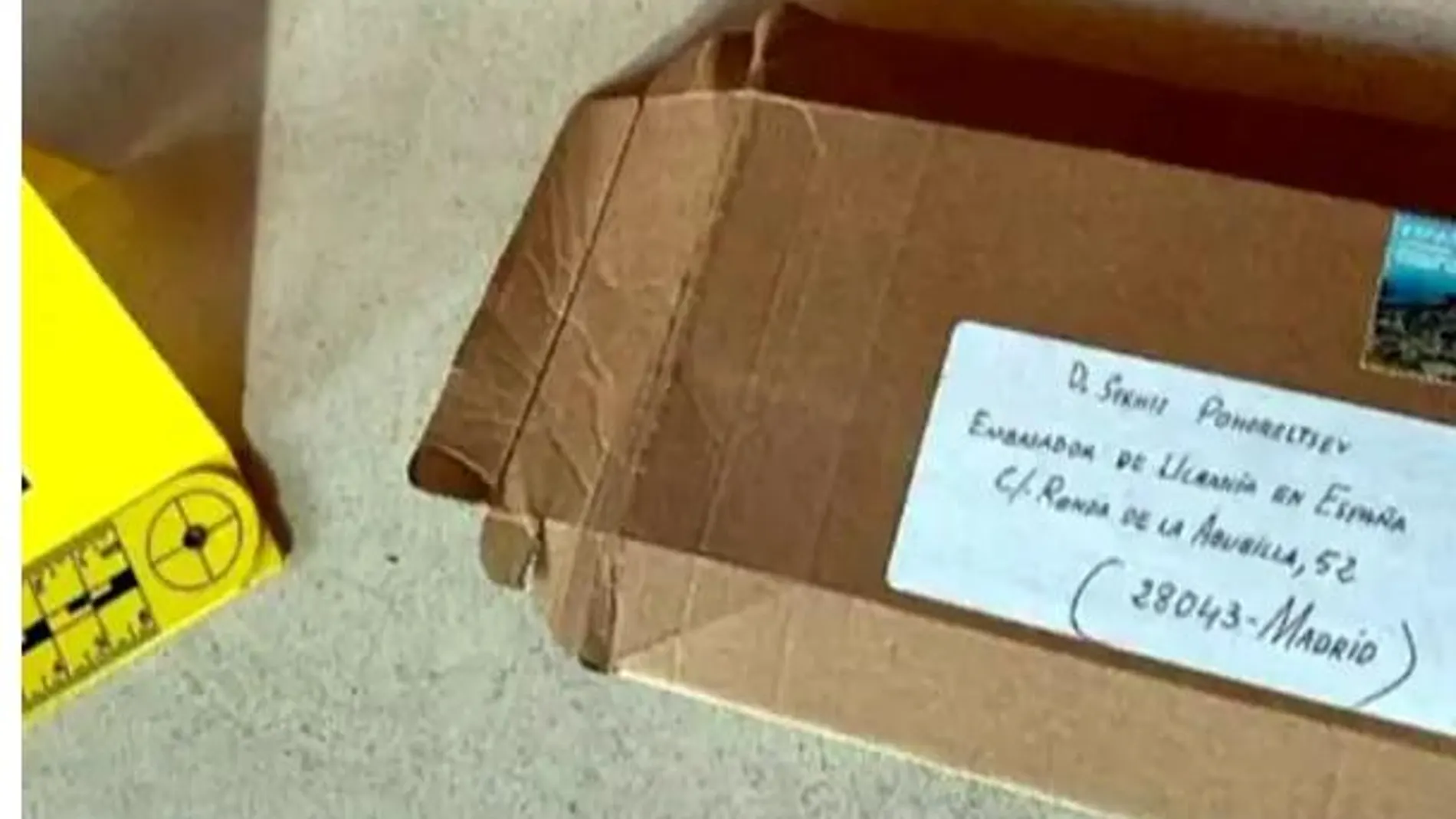 El artefacto enviado a la Embajada de Ucrania en Madrid (Twitter)