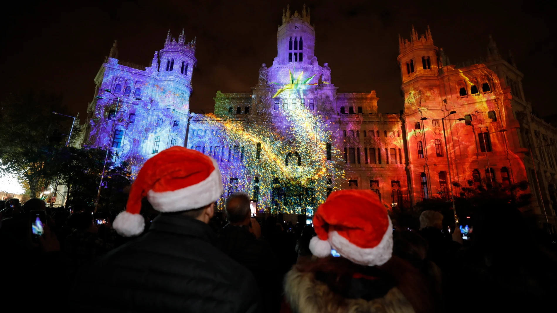 Proyección de Navidad en el Ayuntamiento de Madrid