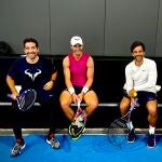 Rafa Nadal, acompañado de sus técnicos Marc López, Gustavo Marcaccio y Carlos Moyá
