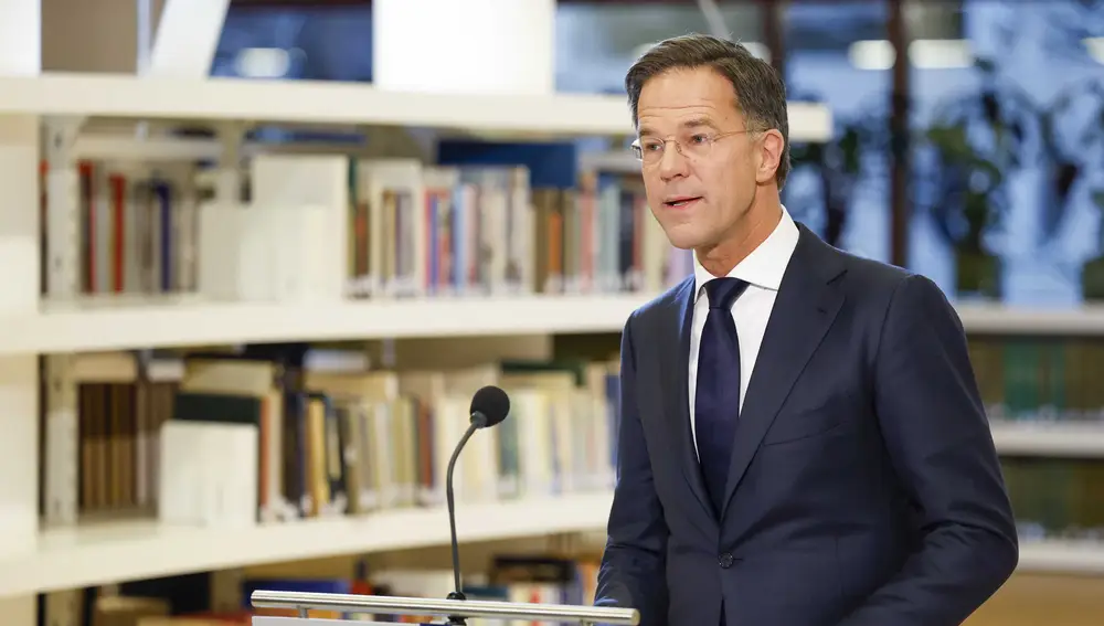 El primer ministro holandés, Mark Rutte, durante su discurso