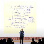 Un ejecutivo de Google durante la charla sobre inteligencia artificial en Google for India.