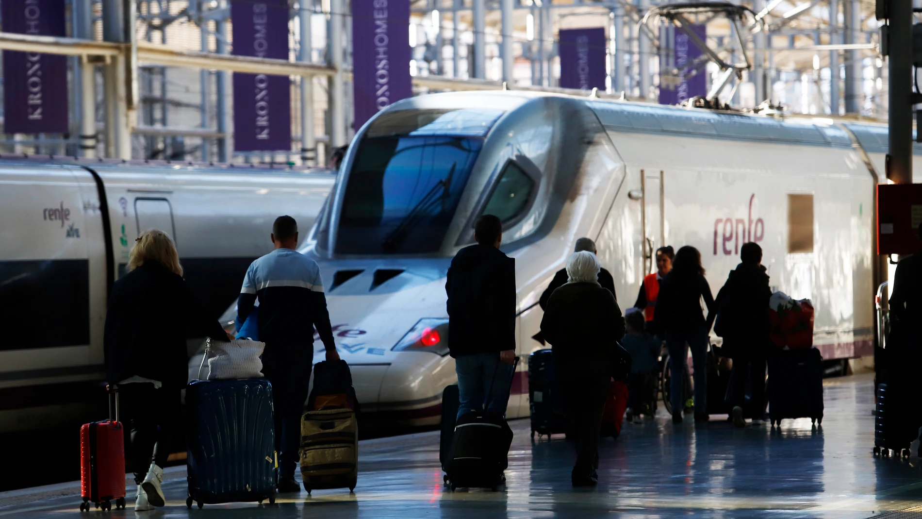 Varios viajeros cogen el Ave de Renfe en la Estación María Zambrano de la capital