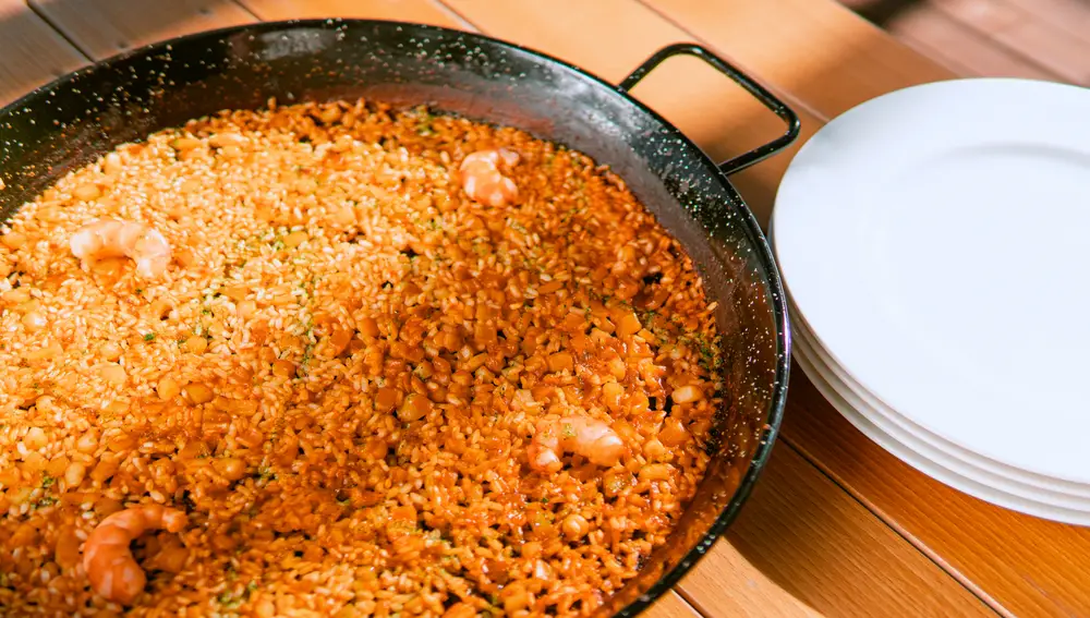 Arroz del señorito con gambones