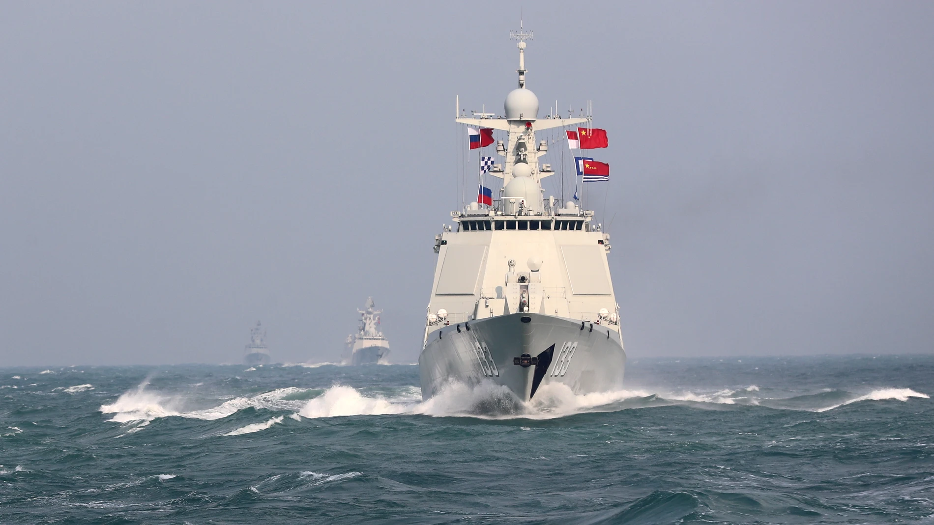 Buques de guerra de los ejércitos de China y Rusia participan en las maniobras "Interacción naval”