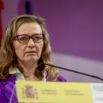 La delegada del Gobierno contra la Violencia de Género, Victoria Rosell, interviene durante la rueda de prensa posterior a la reunión del primer Comité de Crisis entre el Ministerio de Igualdad, el Ministerio de Justicia, el Ministerio del Interior, las comunidades autónomas en las que se han producido los asesinatos y las Unidades de Violencia correspondientes, en el Ministerio de Igualdad, a 28 de diciembre de 2022, en Madrid (España). El objetivo de esta reunión es analizar la manera de dar una mejor respuesta al repunte de asesinatos machistas producido en el mes de diciembre. Al menos nueve mujeres han muerto asesinadas a manos de sus parejas o exparejas en este mes de diciembre, el último caso anunciado esta misma mañana ocurrido en Bilbao, y la cifra puede subir a diez de confirmarse el último caso de Soria, y que convierten al último mes del año en el más trágico de todo 2022.Ricardo Rubio / Europa Press28/12/2022