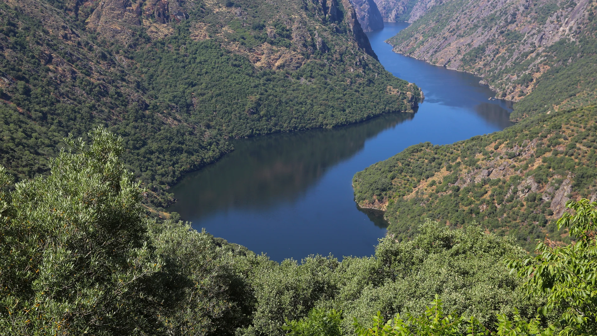 El Duero encañonado desde el mirador de Rupitín en Aldeadávila. Arribes del Duero