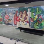 El cuadro "As mulatas", de Di Cavalcanti, dañado durante los actos vandálicos en el interior del Palacio del Planalto
