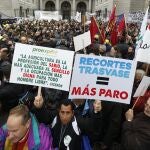 Manifestacion frente al Ministerio de Transicion ecologica por el no trasvase Tajo Segura.