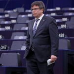 El expresidente de la Generalitat Carles Puigdemont, en el Parlamento Europeo